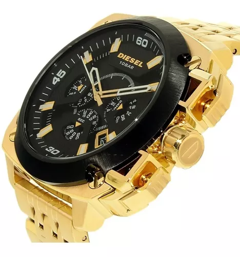 Diesel Reloj de cuarzo de acero inoxidable para hombre, color dorado  (Modelo: DZ7378), Oro, Reloj de cuarzo, cronógrafo, movimiento de cuarzo