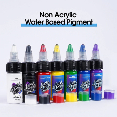 Imagen 3 de 3 de Set De Tintas 7 Colores Mast Tattoo Ink 1/2oz Profesional