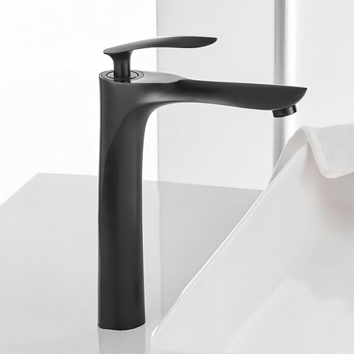 Grifo Mezclador Monomando Para Lavabo De Baño Alta Alargado Negro - Yesop