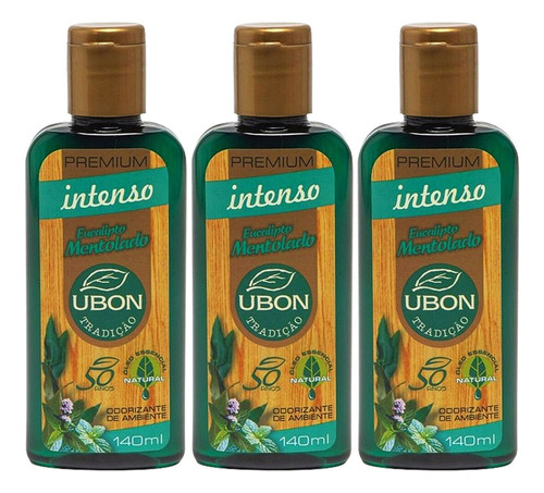Kit 3 Odorizante De Ambiente Eucalipto Mentolado Ubon 140ml