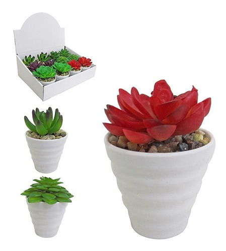 6 Planta Artificial Mini Suculenta Com Vaso Modelo Diverso
