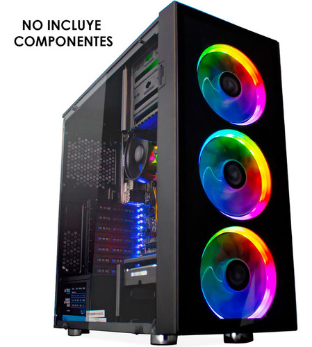 Gabinete Gamer Balam Rush Dragonfly Atx 4 Fan Cristal Templado Rgb Negro Br-929561