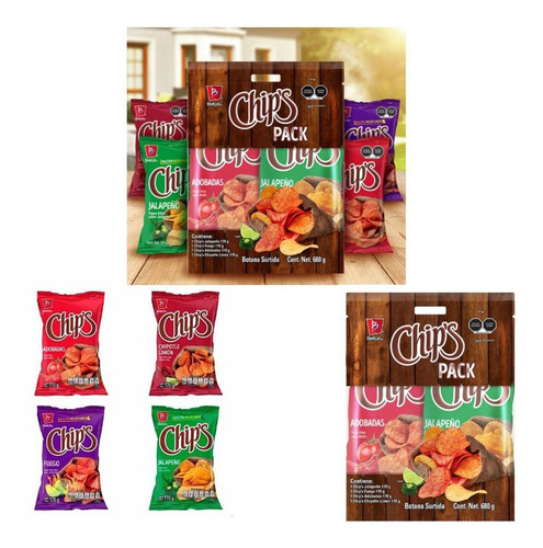 Surtido De Papás Fritas Chips 4 De 170g C/u