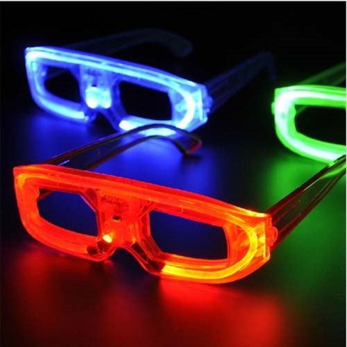 5 Unid Óculos De Led Pisca Cores Sortidas Neon Silver