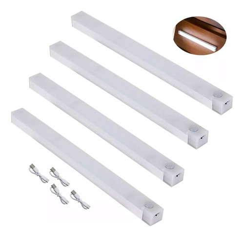 4 Piezas Con Sensor Movimiento Luz De Led Clóset Usb