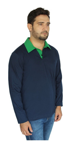Imagem 1 de 8 de Camisa Polo Plus Size Manga Longa Comprida Camiseta Masculin