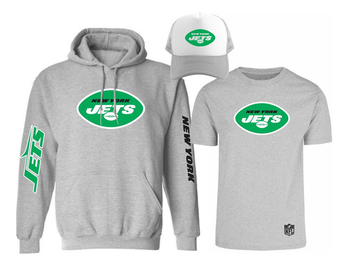 Kit Sudadera + Playera + Gorra Mod New York Jets Nfl