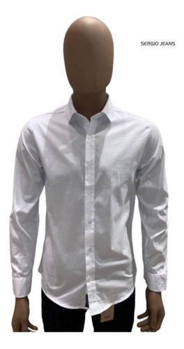 Imagen 3 de 5 de Camisa De Hombre Blanca Ajustada Slim Fit Elastizada