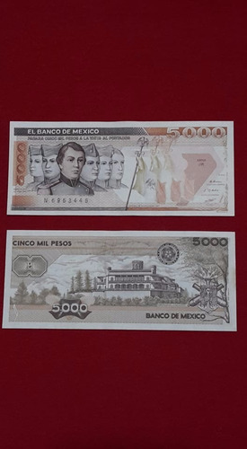 Juego De Dos Billetes De 5000 Niños Heroes Var. Cafe.