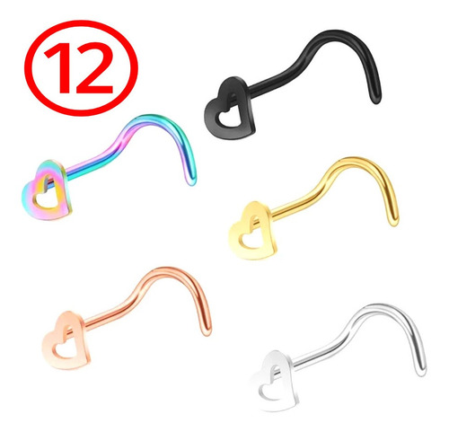 1pz Arete Piercing Nariz Poste Curvo Figura Acero Quirúrgico