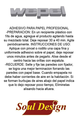 Adhesivo Wepel Para Papel En Polvo 40 Gr Pegamento Soul Me