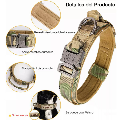 Collar Táctico De Perro Hebilla Metálica Ajustable Verde Militar Collar Táctico M