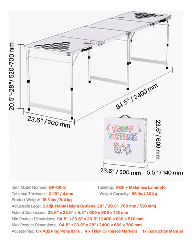 Mesa Para Beer Pong Mesa De Juegos De Beber Plegable Pizarro