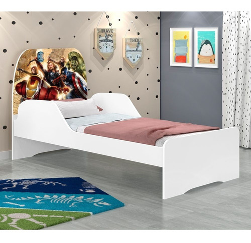 Imagem 2 de 3 de Cama Infantil Juvenil Branco Personagens - Vingadores