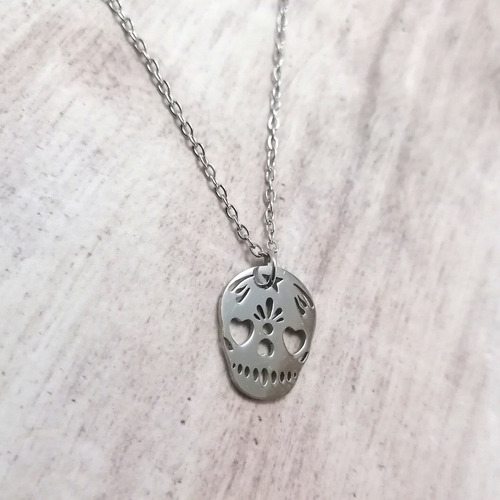 Collar Dije Calavera Acero Día De Muertos Catrina Halloween