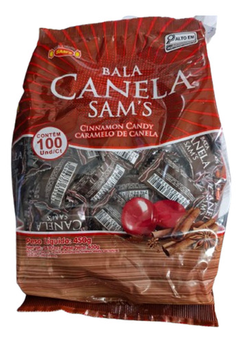 Bala Dura Sabor Canela Caramelo Sam`s 450g 100 Balas