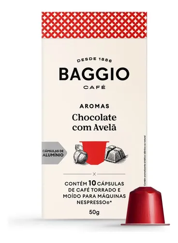 Baggio Café Cápsulas Sabor Chocolate com Avelã para Nespresso