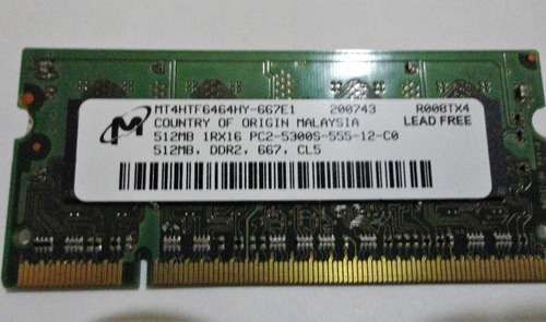 Memoria Ram Hp Spare Ddr2 512mb Pc2-5300 667mhz