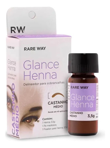 Glance Henna Para Sobrancelha Rare Way 3,5g Kit Com Fixador
