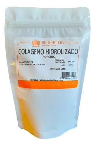 Colágeno Hidrolizado Porcino 500 G Granel Sabor Sin Sabor