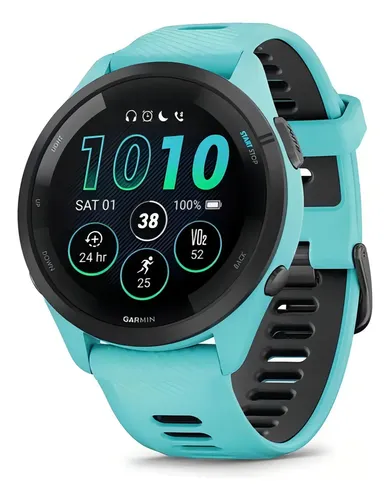 その他 GARMIN Forerunner 265 Music Aqua Relógio Garmin Forerunner 265 Music Amoled Aqua 46 mm, cor de