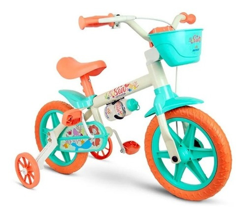 Bicicleta Bike Infantil Nathor Aro 12 Sea Cor Laranja e Azul