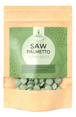 Saw Palmetto Compuesto Lemon Cochella. 1 Bolsa-100 Tabletas Sabor Sin Sabor