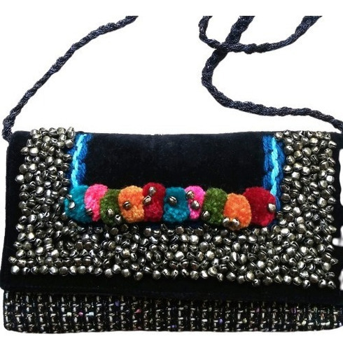 Cartera Clutch Sobre Hindú Colmado De Mini Cascabeles Ún 