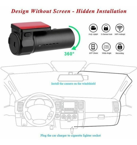 Imagen 5 de 10 de Camara Carro Wifi Mini Dash Cam 32gb Hd G-sensor 170 Grados