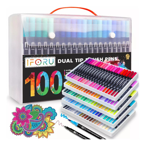 Set De Arte Dibujo Colores Marcadores Lápices Teker 100pcs