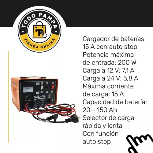 Cargador Baterias 15 A Auto Stop Moto Camioneta 12v 24v C