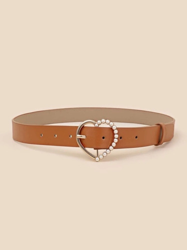 Cinturón Hebilla Corazón Perlas