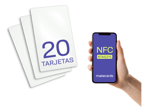 20 Tarjeta Pvc Nfc Ntag215 Sólida Imp Termíca - En Blanco