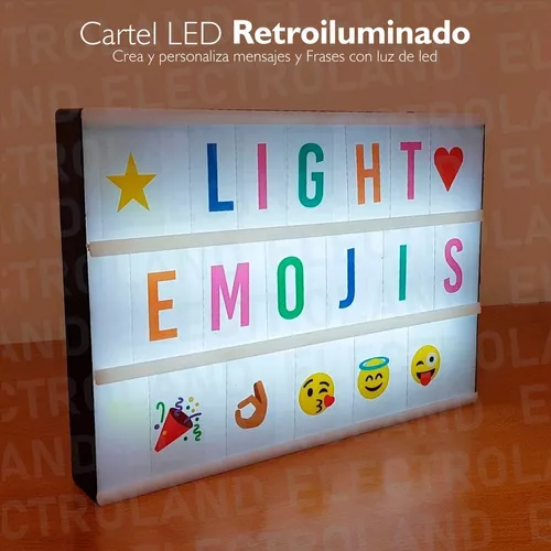 Cartel Luminoso Led Letras Colores Lightbox 20x15 Usb - $ 669,68