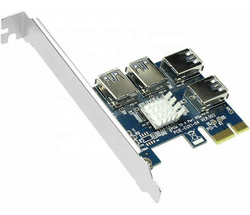 Imagen 3 de 8 de Adaptador Pcie 1x A 4 Usb 3.0 Riser Placa Rig Mineria Cripto
