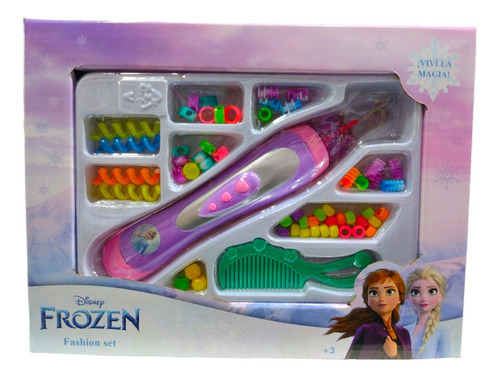 Trenzador De Pelo Set Frozen Disney Peine + Mostacillas