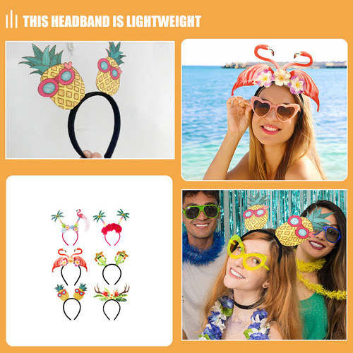 6 Unidades De Diadema Hawaiana Para Fiestas En La Playa, Dia