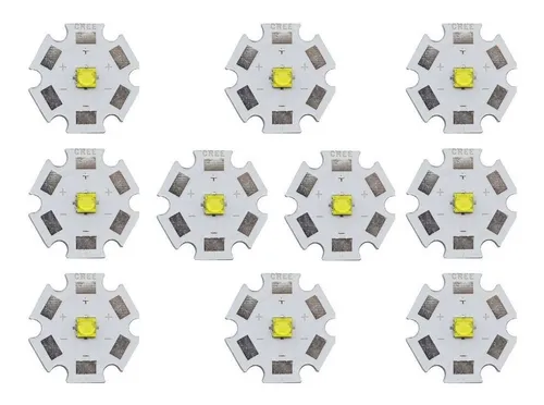 Cree XT-E S4 Cool White 6200K 5W LED Emitter &amp; Star Mounted &amp; Leads 70CRI | UK