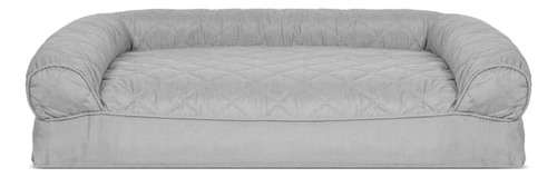Cama Para Perros Acolchada Gris Plata Sofá Y Colchón Terapéu (acolchado) Gris Plateado Diseño