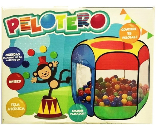 Pelotero Infantil Forma Hexagonal C/75 Pelotas Fd7700 Edu F