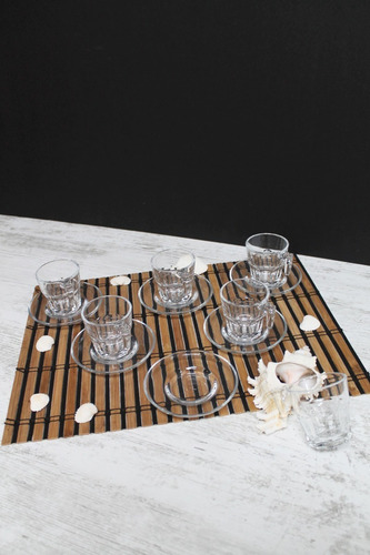 Imagen 3 de 6 de Set X 6 Tazas C/ Plato Cafe Espresso Vidrio Pasabahce Chicas