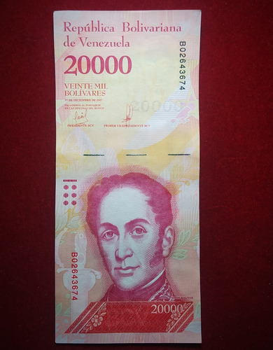 Billete 20000 Bolivares Venezuela 2017 Pick 99 B Bolivar 