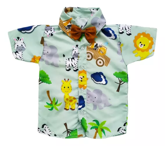 Camisa Safari Baby Infantil Social Festa Menino