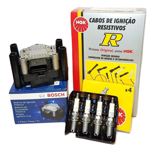 Kit Cables Y Bujias Ngk + Bobina Bosch Vw Gol Trend 1.6 8v