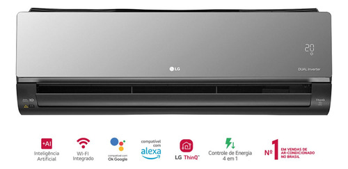 Ar-condicionado LG Dual Inverter Voice +ai Artcool 12.000 Bt cor cinza