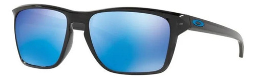 Óculos de sol Oakley Sylas Standard armação de o matter cor black ink, lente sapphire de plutonite iridium, haste black ink de o matter - OO9448