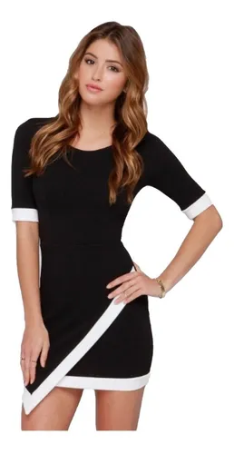 Vestido negro con franja blanca hot sale