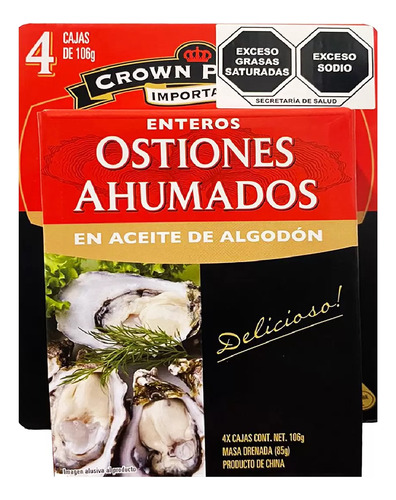 4 Pzs Crown Prince Ostiones Ahumados 106gr