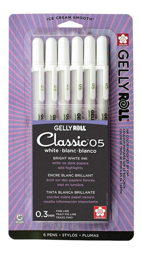 Sakura 57457 Gelly Roll Classic 05 (fine Pt.) 6pk Blanco