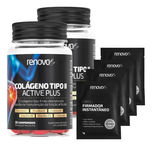 Colágeno tipo 2 Renova Be saúde articular em comprimidos Sem sabor 2 kits de 30 un